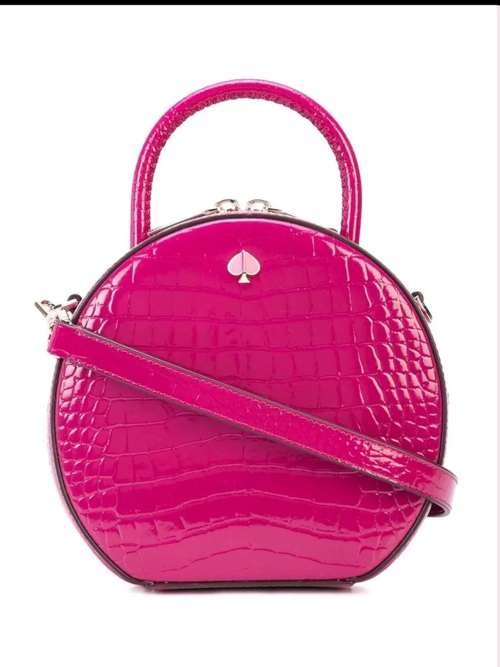 kate spade Hot Pink Patent Croc-Embossed Round Crossbody Bag